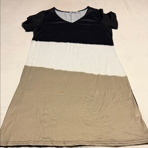 MISSLOOK Black, Gray and Tan Dress